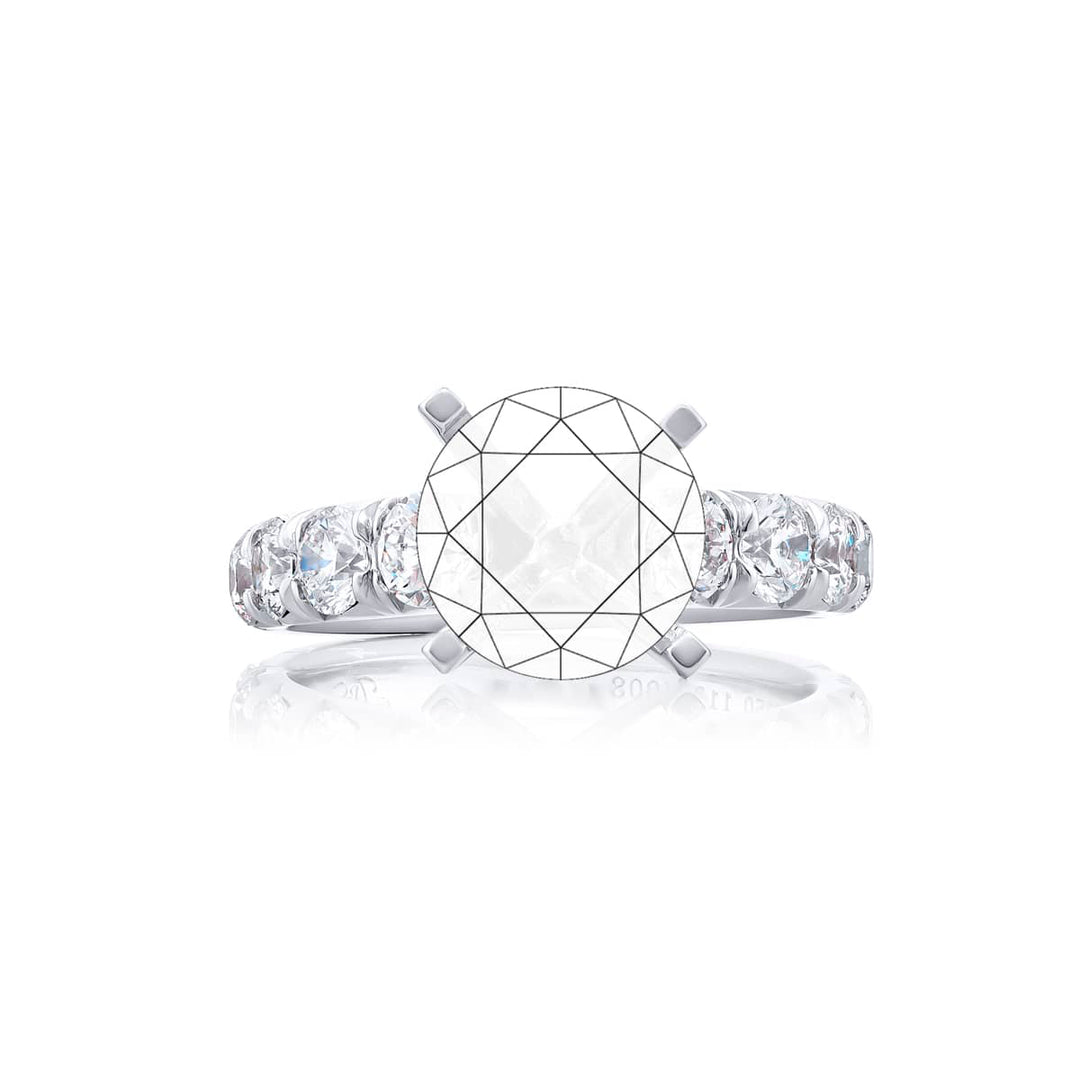 Dazzling Brilliance: Our timeless Diamond Semi-mount. These ten round diamonds are set in shared prong setting handcrafted in pure platinum