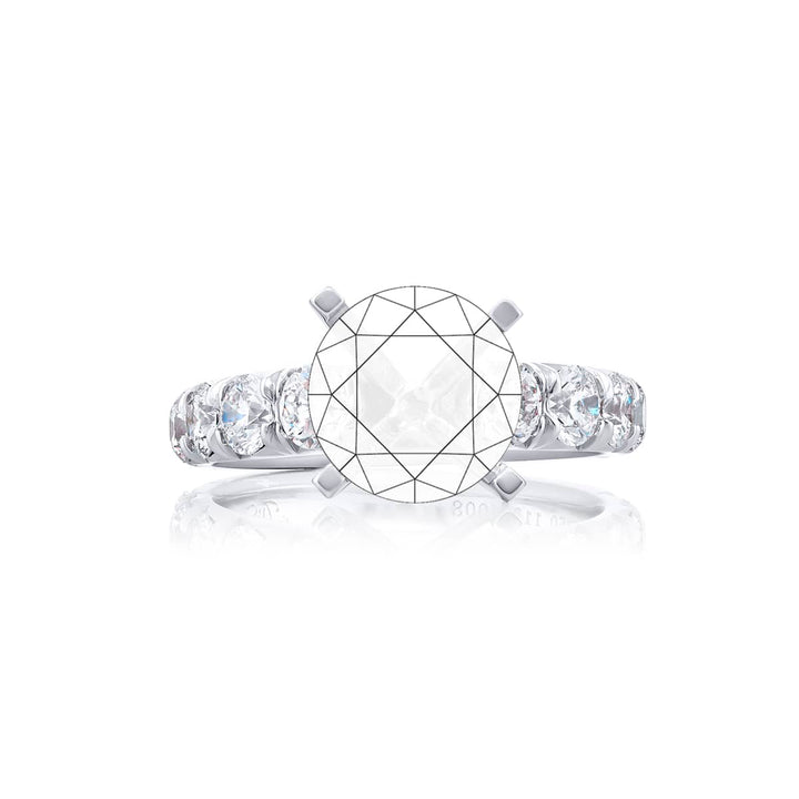 Dazzling Brilliance: Our timeless Diamond Semi-mount. These ten round diamonds are set in shared prong setting handcrafted in pure platinum