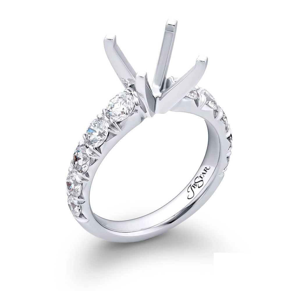 Dazzling Brilliance: Our timeless Diamond Semi-mount. These ten round diamonds are set in shared prong setting handcrafted in pure platinum