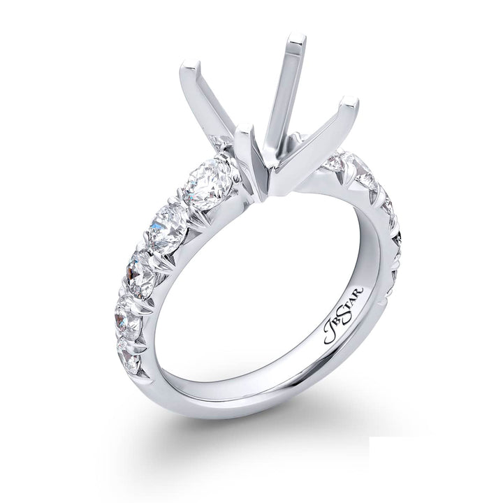 Dazzling Brilliance: Our timeless Diamond Semi-mount. These ten round diamonds are set in shared prong setting handcrafted in pure platinum