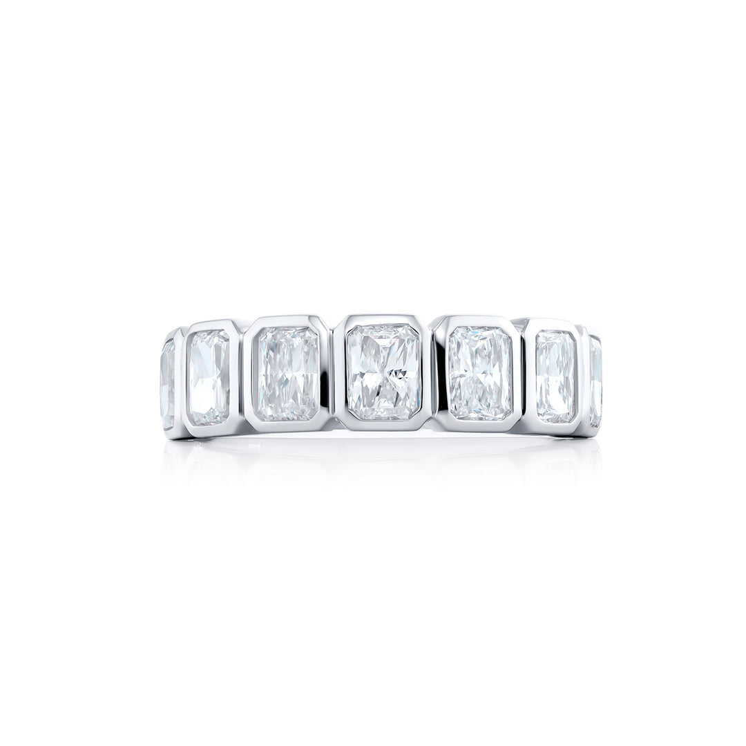 Platinum Radiant-Cut Diamond Single-Row Bezel Set GIA Certified Band
