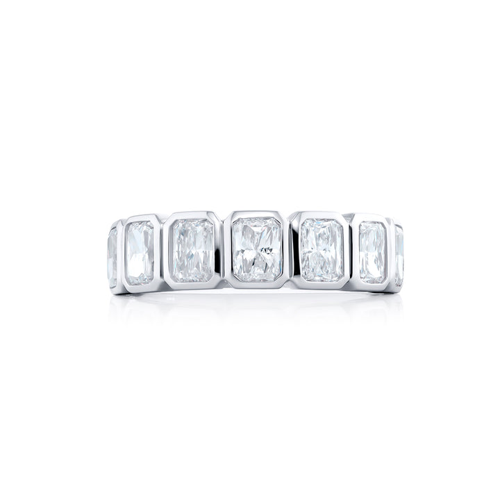 Platinum Radiant-Cut Diamond Single-Row Bezel Set GIA Certified Band