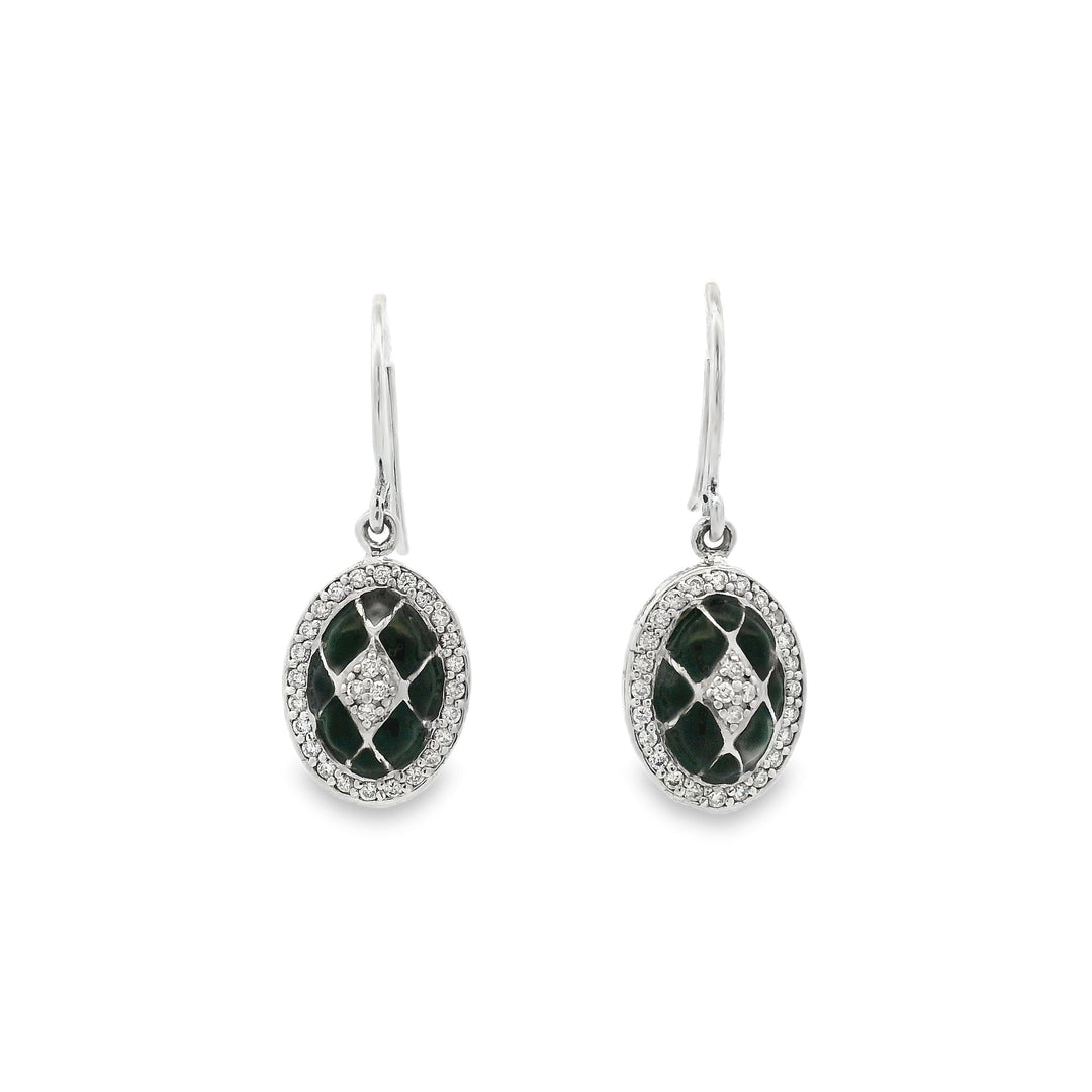 Black Enamel and Diamond Drop Earrings
