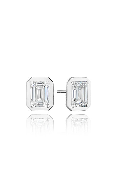 Emerald Diamond Stud Earring - 4.1ct