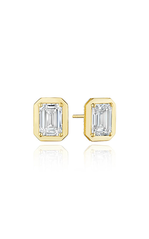 Emerald Diamond Stud Earring - 4.1ct