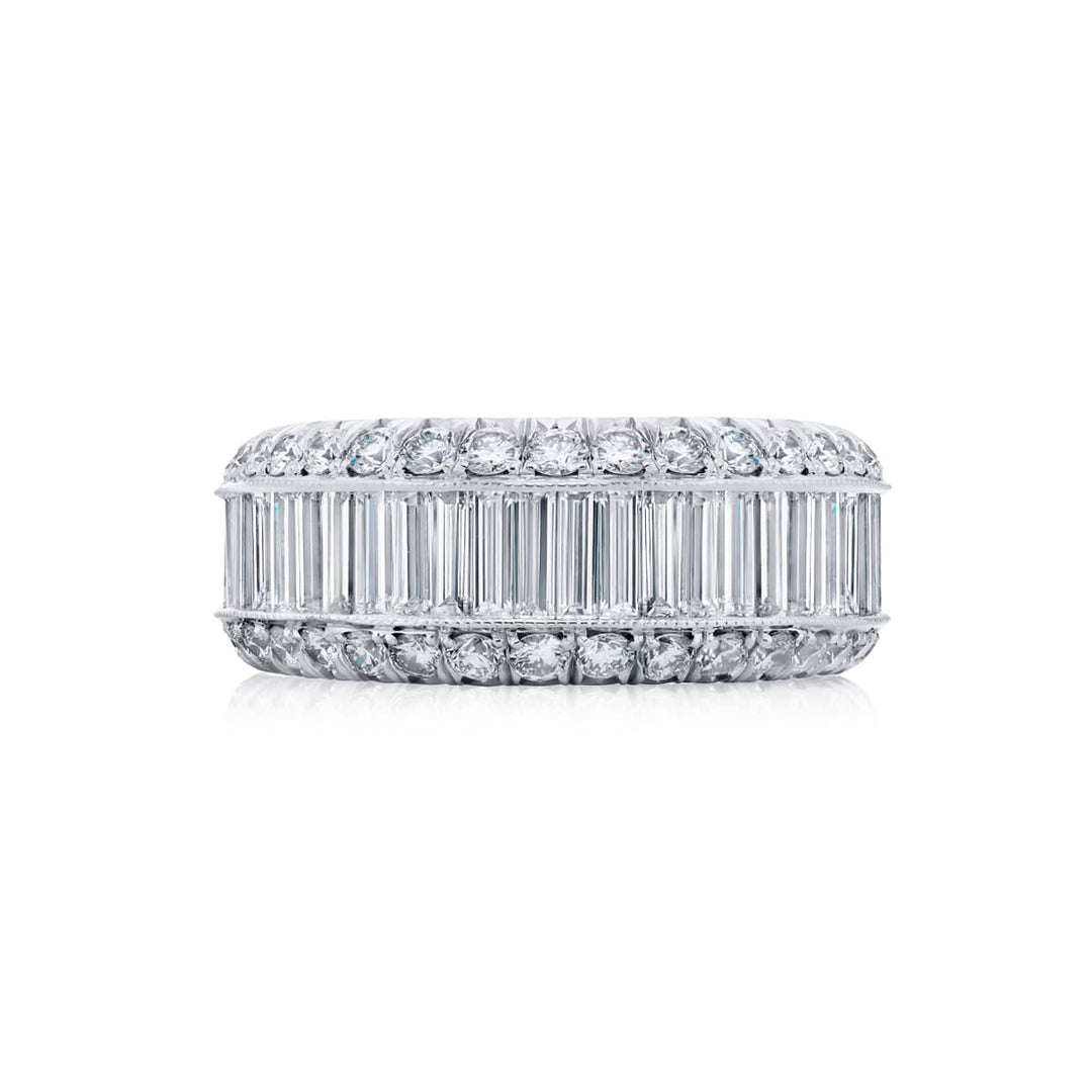 Platinum Straight Baguette Diamond Channel Set Band