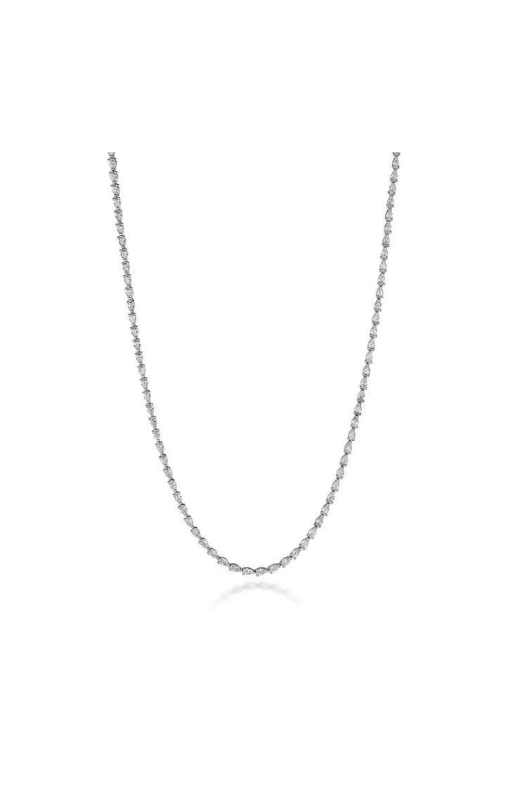Pear Diamond Tennis Necklace in 18k White Gold