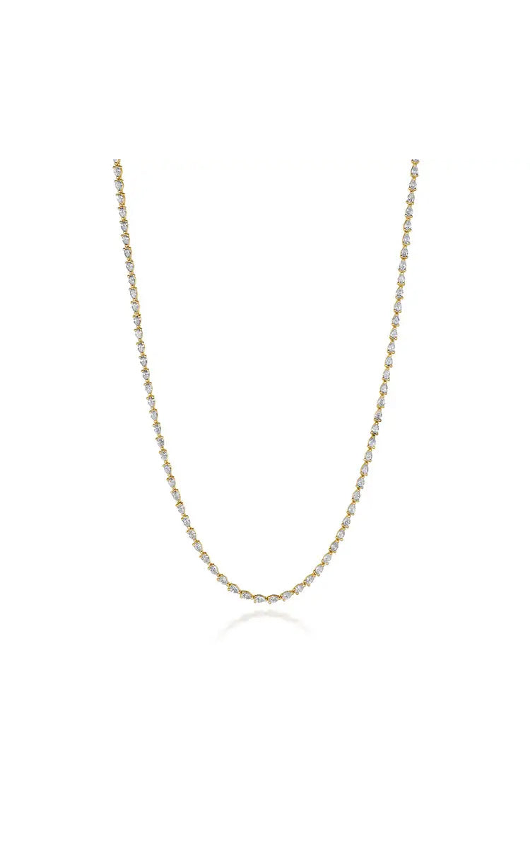 Pear Diamond Tennis Necklace in 18k Yellow Gold