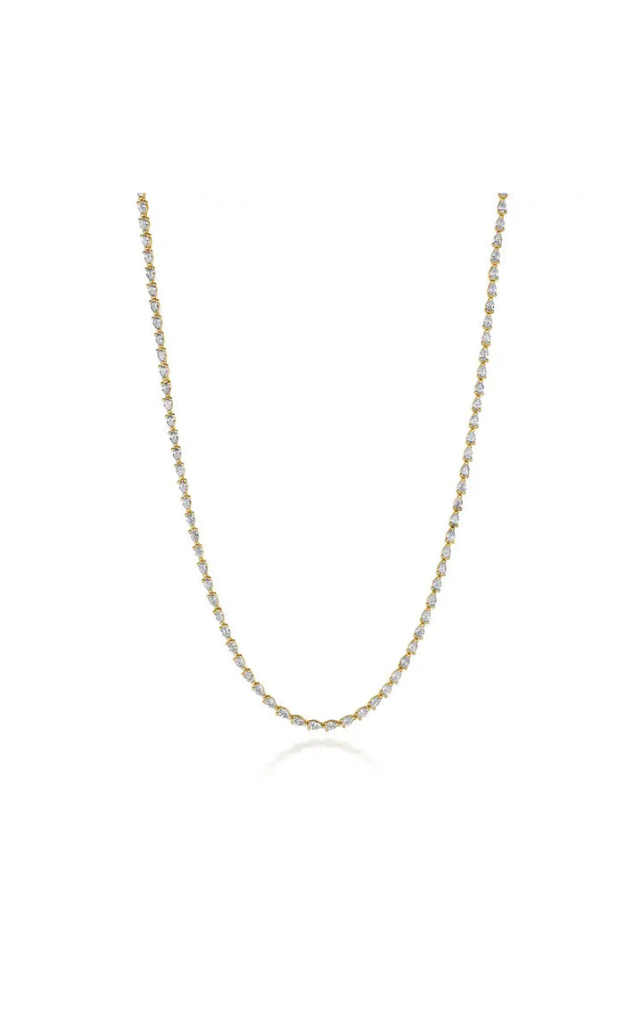 Pear Diamond Tennis Necklace in 18k Yellow Gold