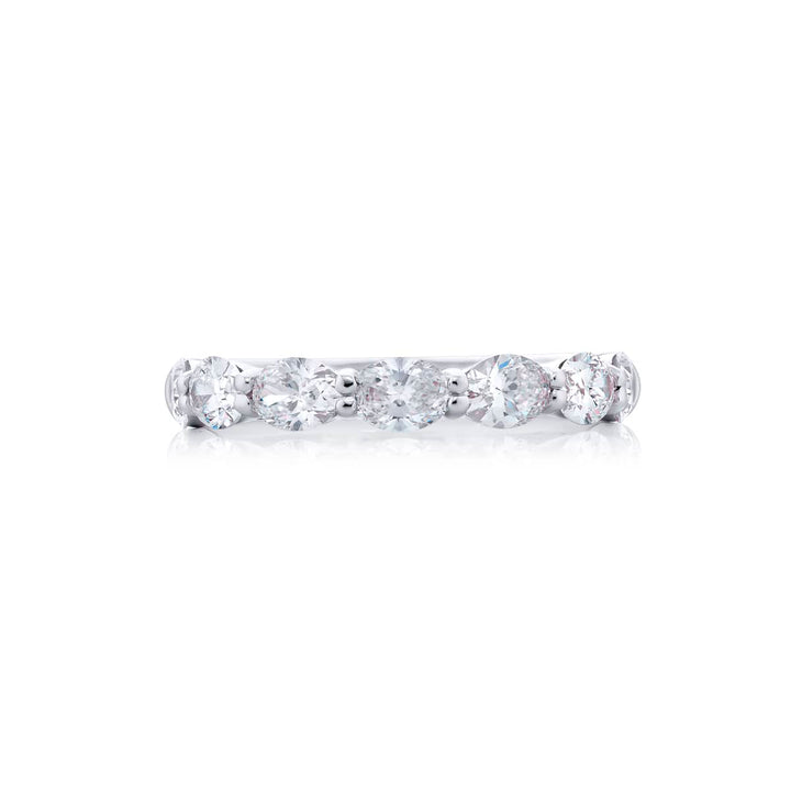 Elegance Elevated: Our stunning 1.52 ctw. East-West Diamond Band. These seven dazzling oval diamonds are handcrafted in pure platinum.