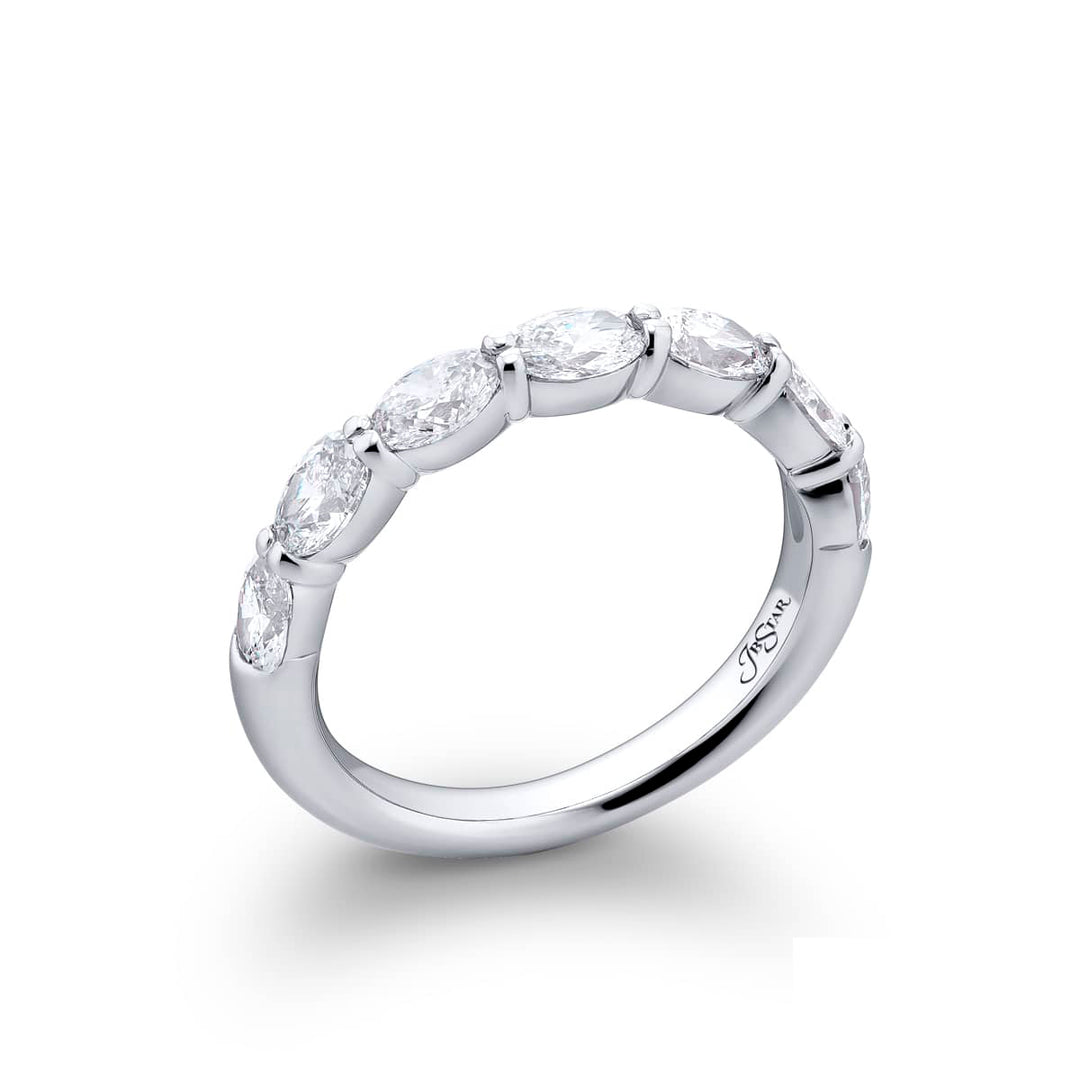 Elegance Elevated: Our stunning 1.52 ctw. East-West Diamond Band. These seven dazzling oval diamonds are handcrafted in pure platinum.