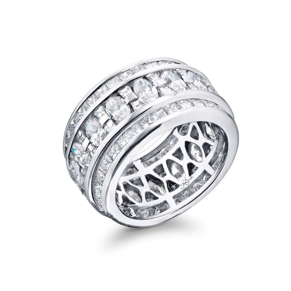 Platinum Marquise Diamond Three-Row Channel Set Eternity Band