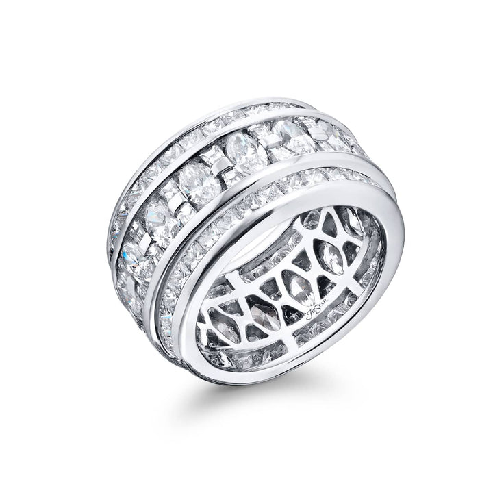 Platinum Marquise Diamond Three-Row Channel Set Eternity Band