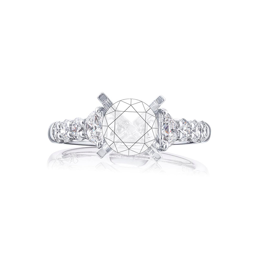 Diamond Semi-Mount Half-Moon & Round 0.91 ctw. Shared Prong