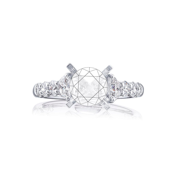 Diamond Semi-Mount Half-Moon & Round 0.91 ctw. Shared Prong