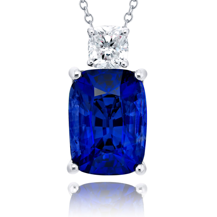 Platinum Cushion-Cut Vivid Sri Lankan Certified Pendant
