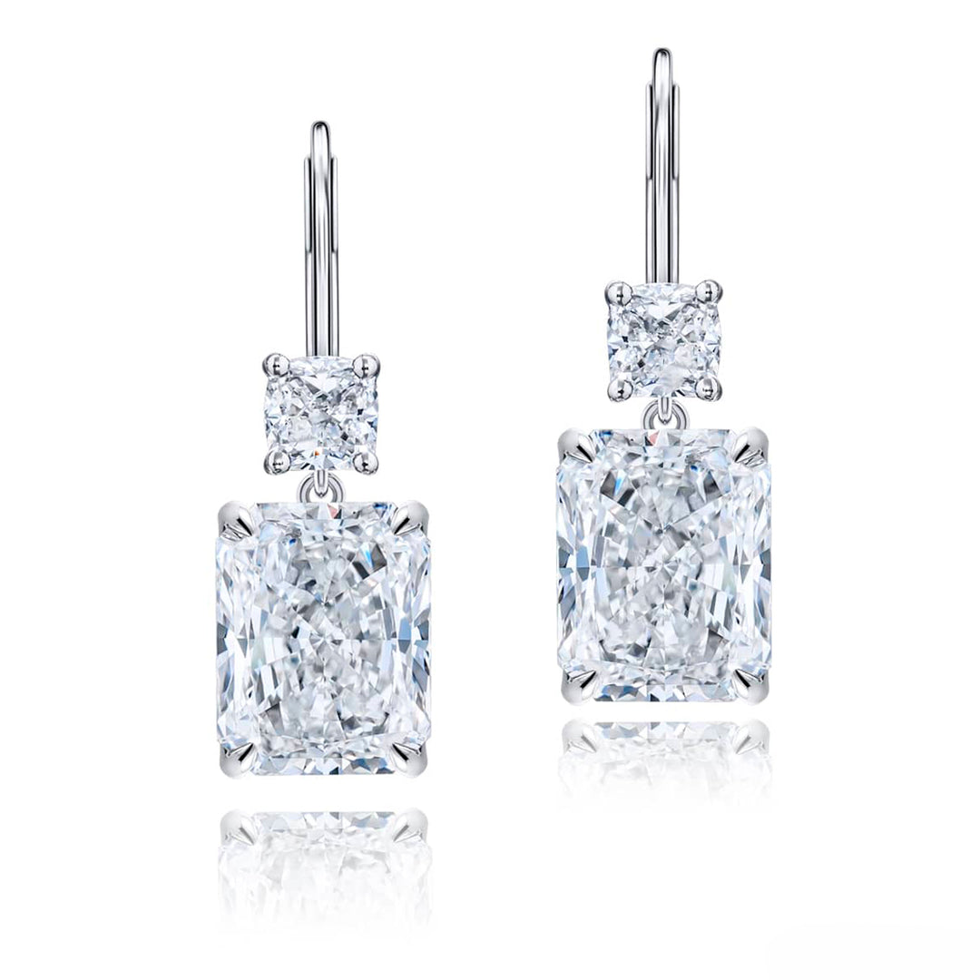 Platinum Radiant-Cut Diamond Certified Drop Earrings
