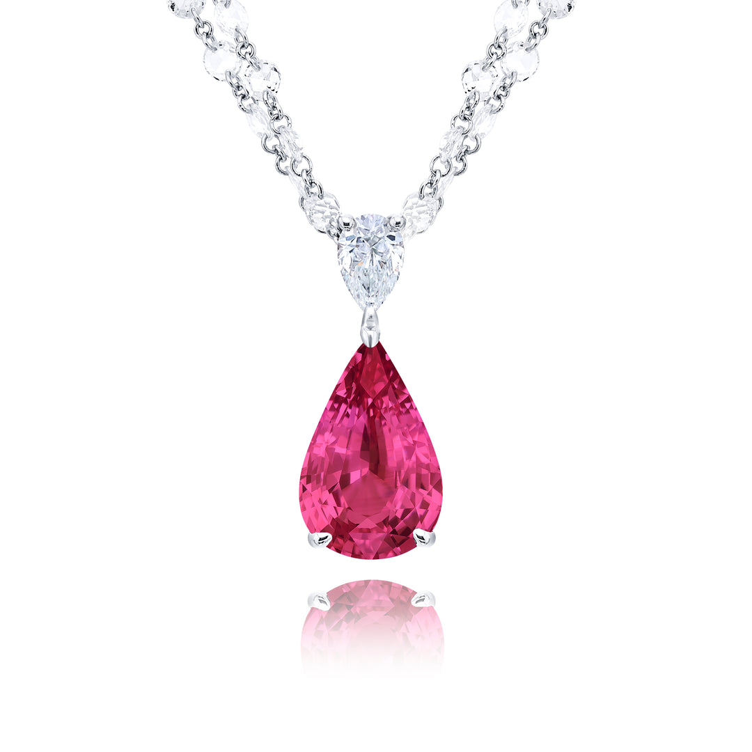 Platinum Pear-Shaped Pink Sapphire Certified Pendant