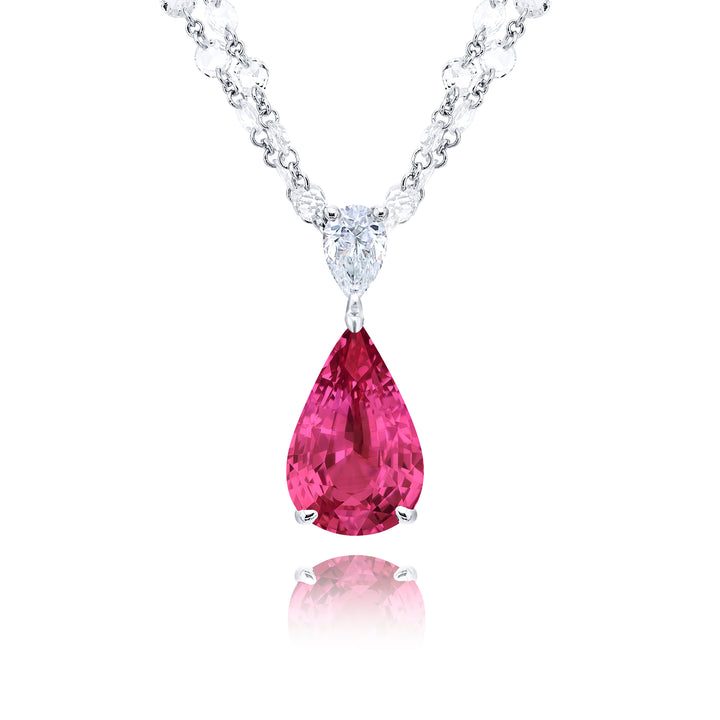 Platinum Pear-Shaped Pink Sapphire Certified Pendant