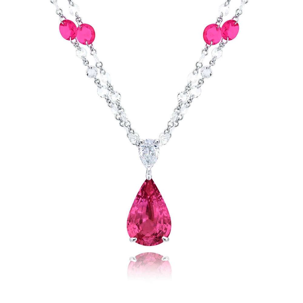Platinum Pear-Shaped Pink Sapphire Certified Pendant