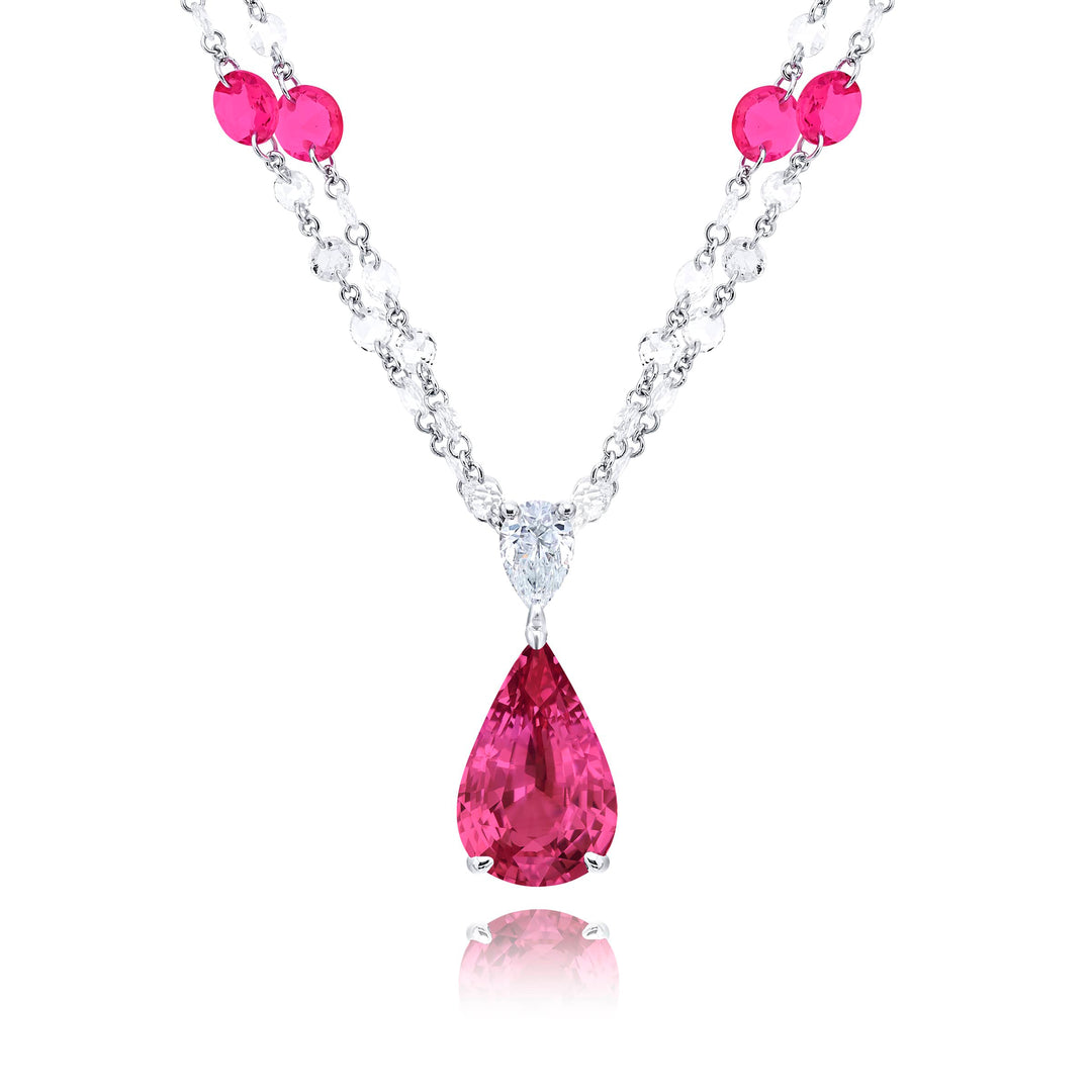 Platinum Pear-Shaped Pink Sapphire Certified Pendant