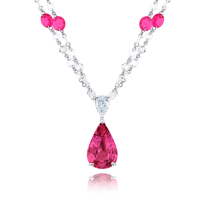 Platinum Pear-Shaped Pink Sapphire Certified Pendant