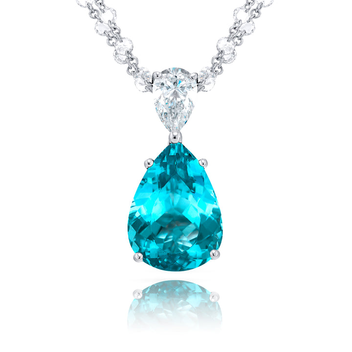 Platinum Pear-Shaped Paraiba Certified Pendant