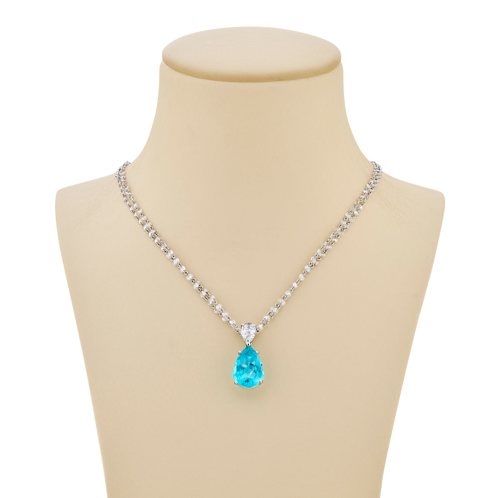 Platinum Pear-Shaped Paraiba Certified Pendant