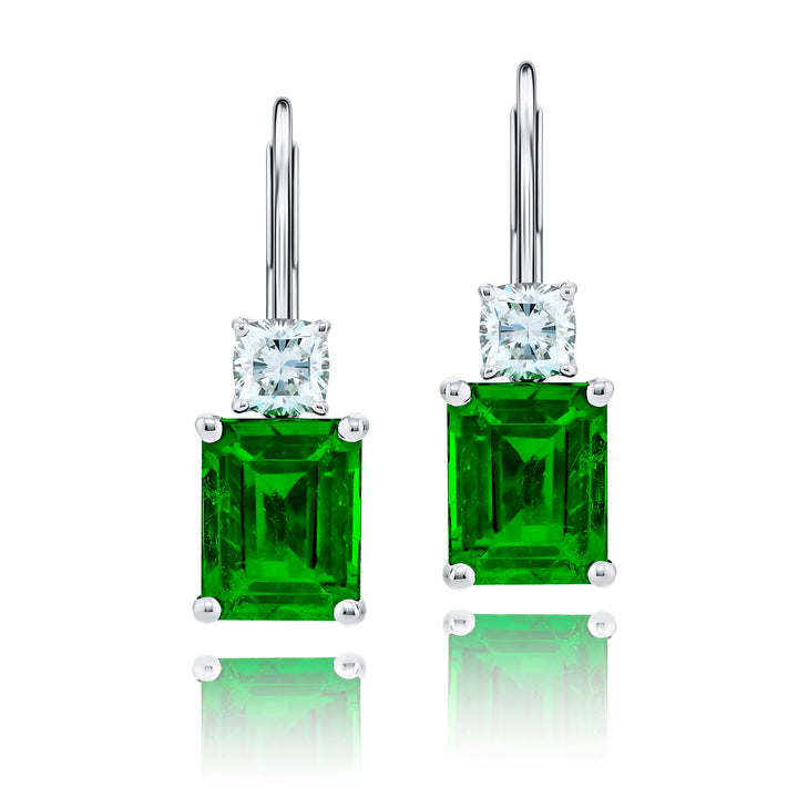 Platinum Emerald-Cut Emerald Certified Drop Earrings