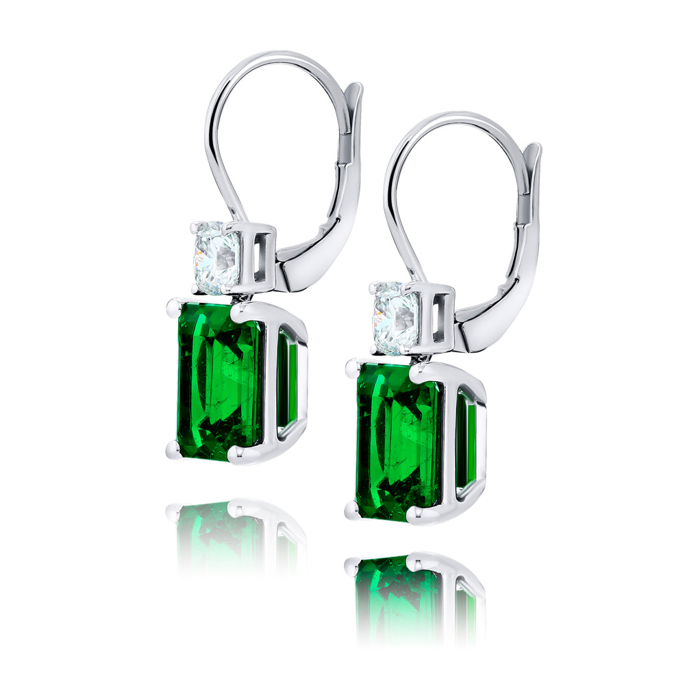 Platinum Emerald-Cut Emerald Certified Drop Earrings