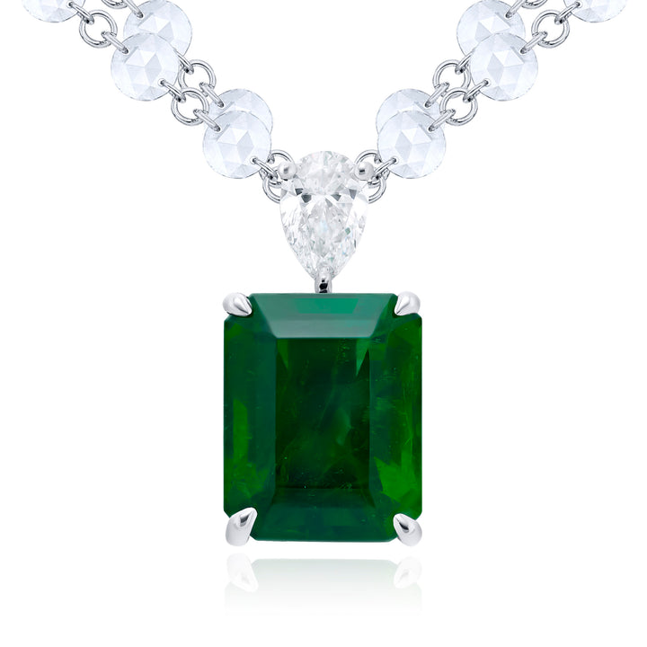 Platinum Emerald-Cut Vivid Emerald Certified Pendant