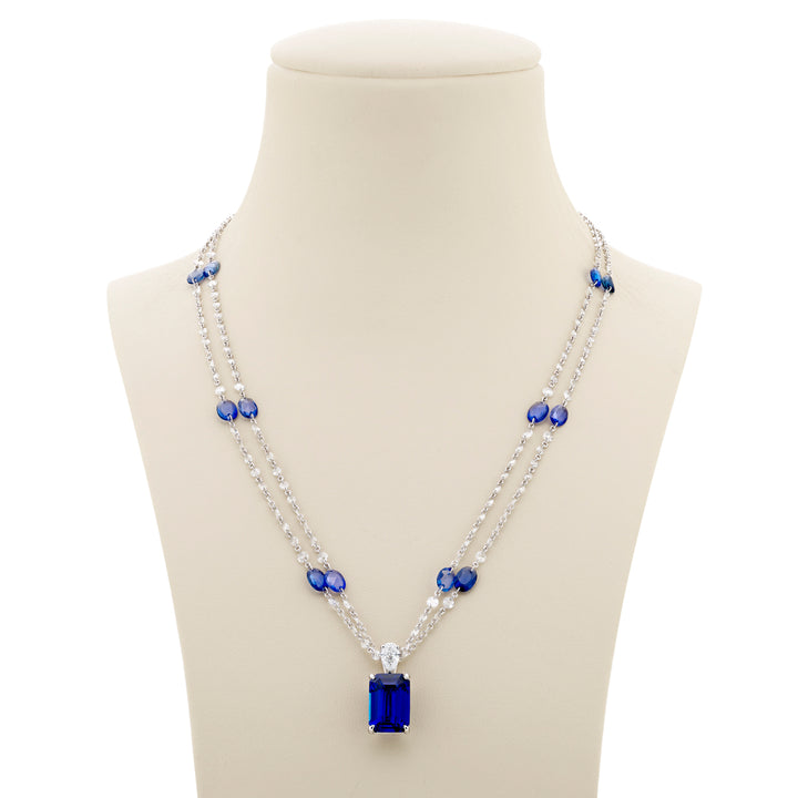 Platinum Emerald-Cut Sapphire Certified Pendant