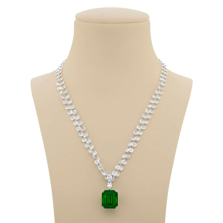 Platinum Emerald-Cut Vivid Emerald Certified Pendant
