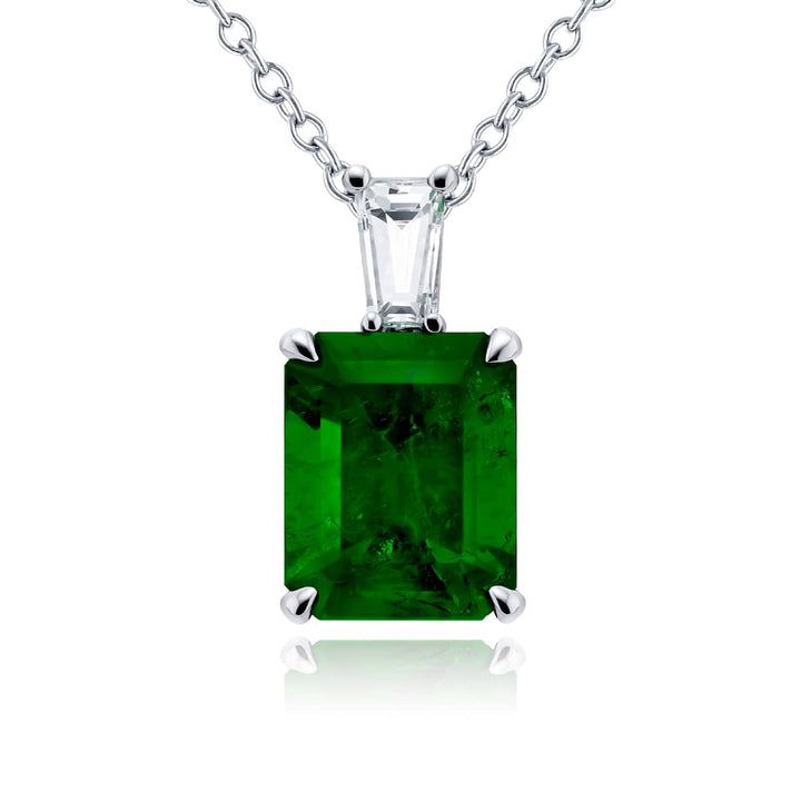Platinum Emerald-cut Emerald GIA-Certified Pendant