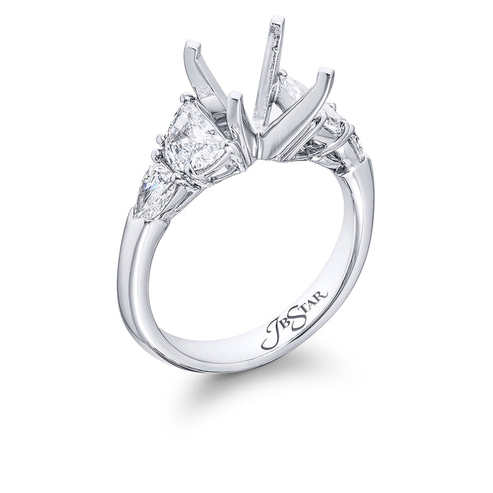 Dazzling Brilliance: Our timeless Diamond Semi-mount. These two half-moon diamonds accompanied by two beautiful shield diamonds are handcrafted in pure platinum.