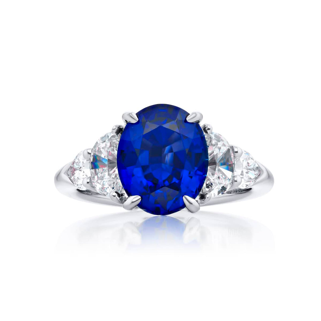 Platinum Oval Sapphire Certified Ring