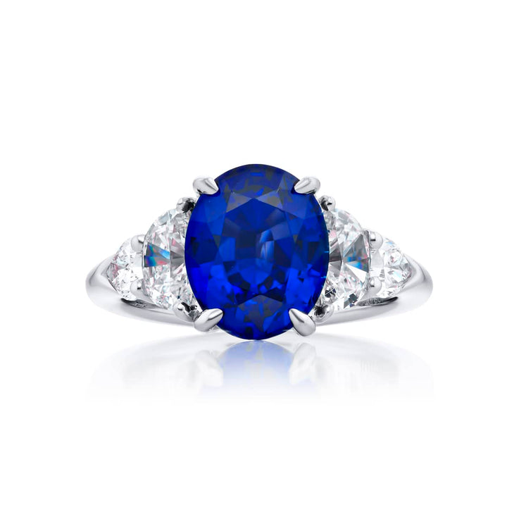 Platinum Oval Sapphire Certified Ring