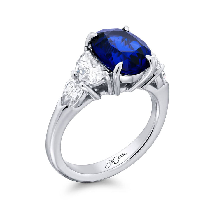 Platinum Oval Sapphire Certified Ring
