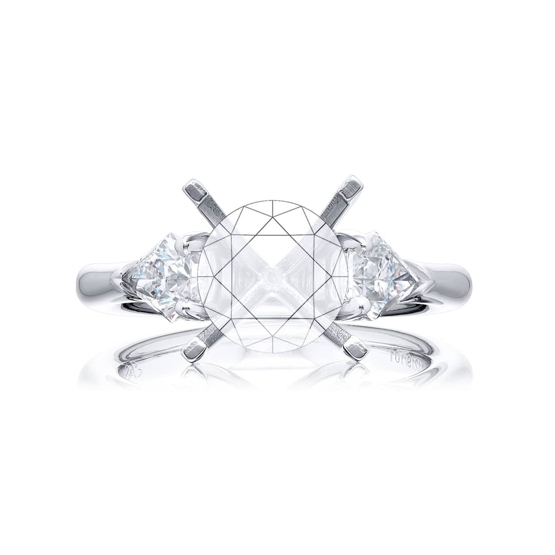 Dazzling Brilliance: Our beautiful Diamond Semi-mount. These two stunning kite diamonds in a shared prong setting are handcrafted in pure platinum.