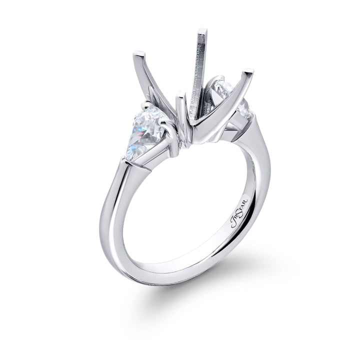 Dazzling Brilliance: Our beautiful Diamond Semi-mount. These two stunning kite diamonds in a shared prong setting are handcrafted in pure platinum.