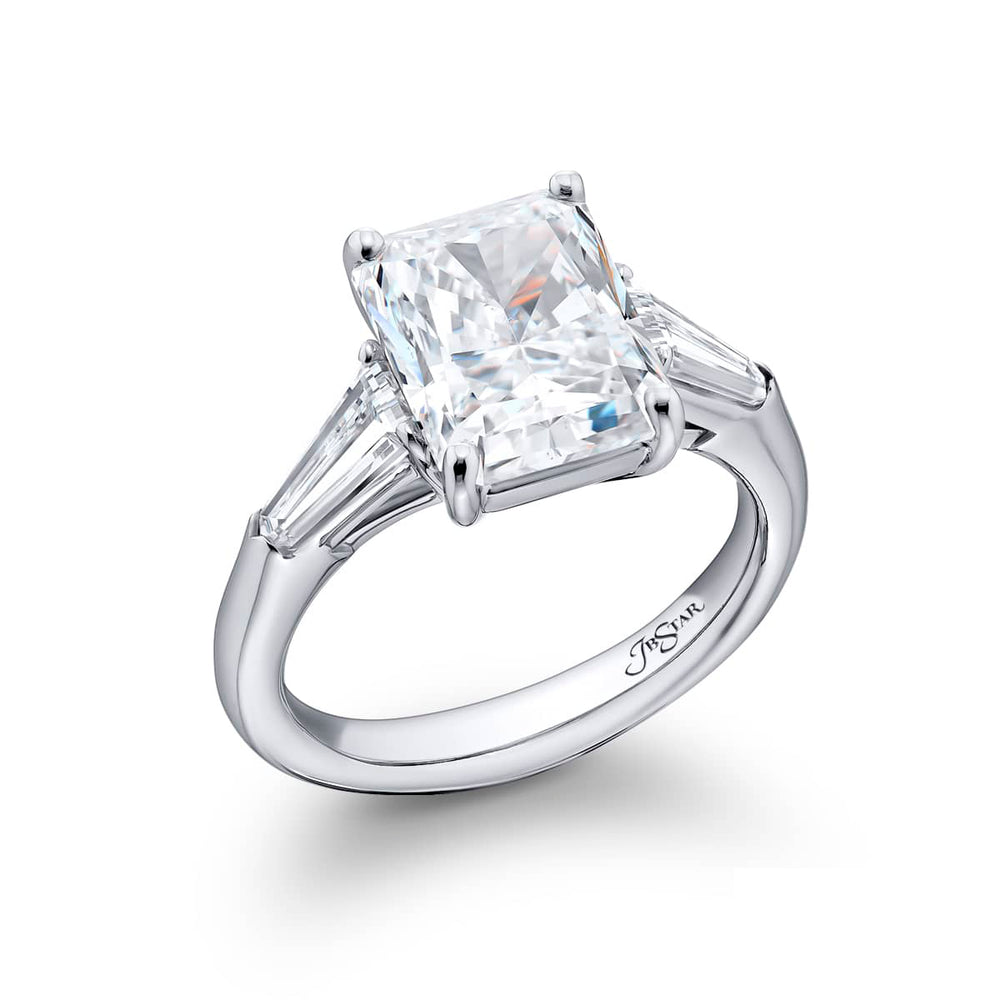 4.51 ct. GIA-Certified Radiant-Cut Diamond Ring with Kite Side Diamonds in Platinum
