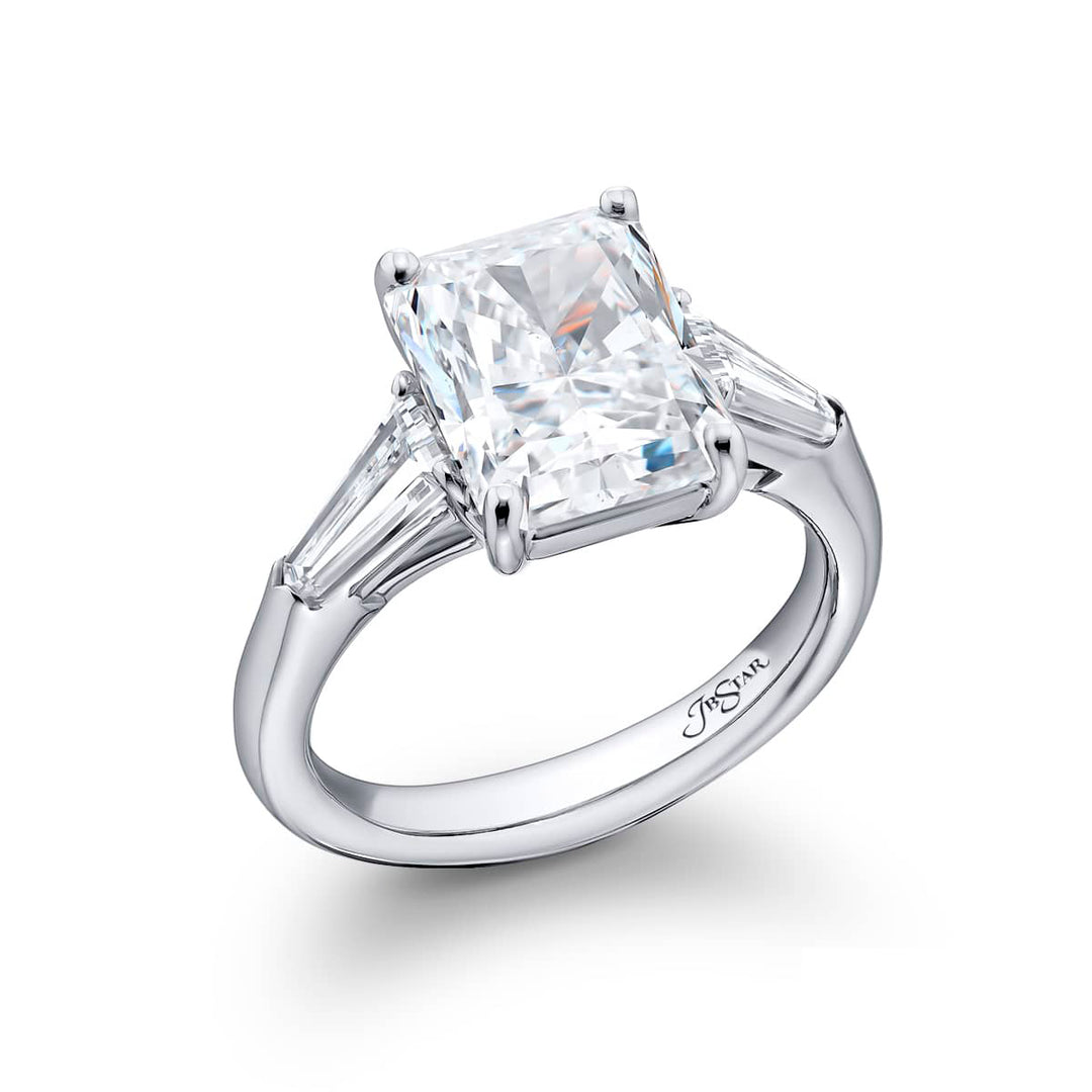 4.51 ct. GIA-Certified Radiant-Cut Diamond Ring with Kite Side Diamonds in Platinum