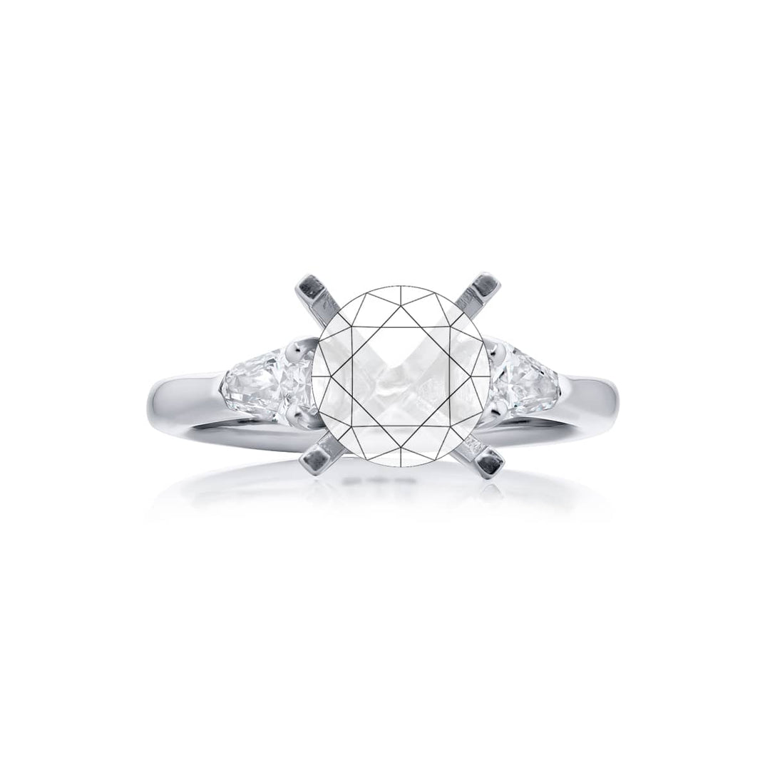 Dazzling Brilliance: Our timeless Diamond Semi-mount. These two kite diamonds are set in a shared prong setting handcrafted in pure platinum.