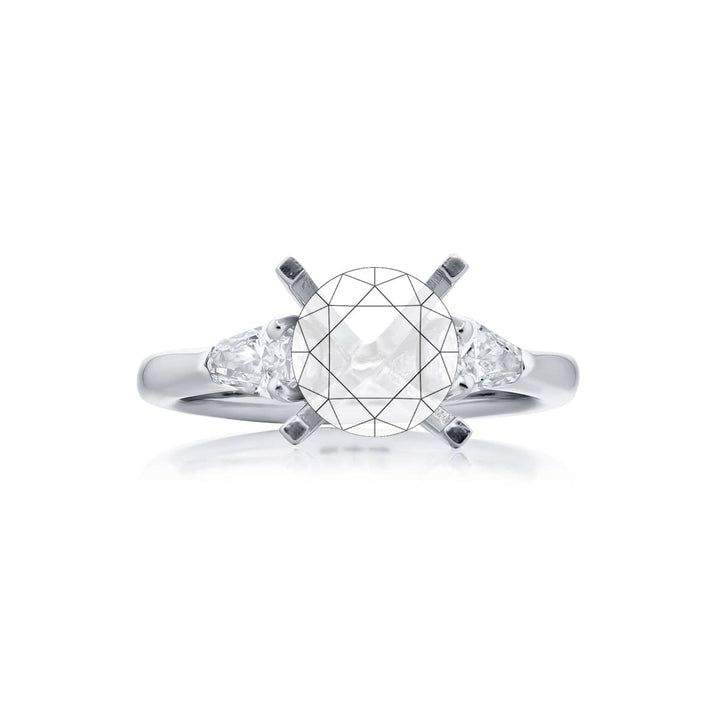 Dazzling Brilliance: Our timeless Diamond Semi-mount. These two kite diamonds are set in a shared prong setting handcrafted in pure platinum.