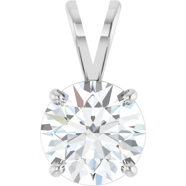 Round 4-Prong Basket Pendant  - 2 Carat Total Weight