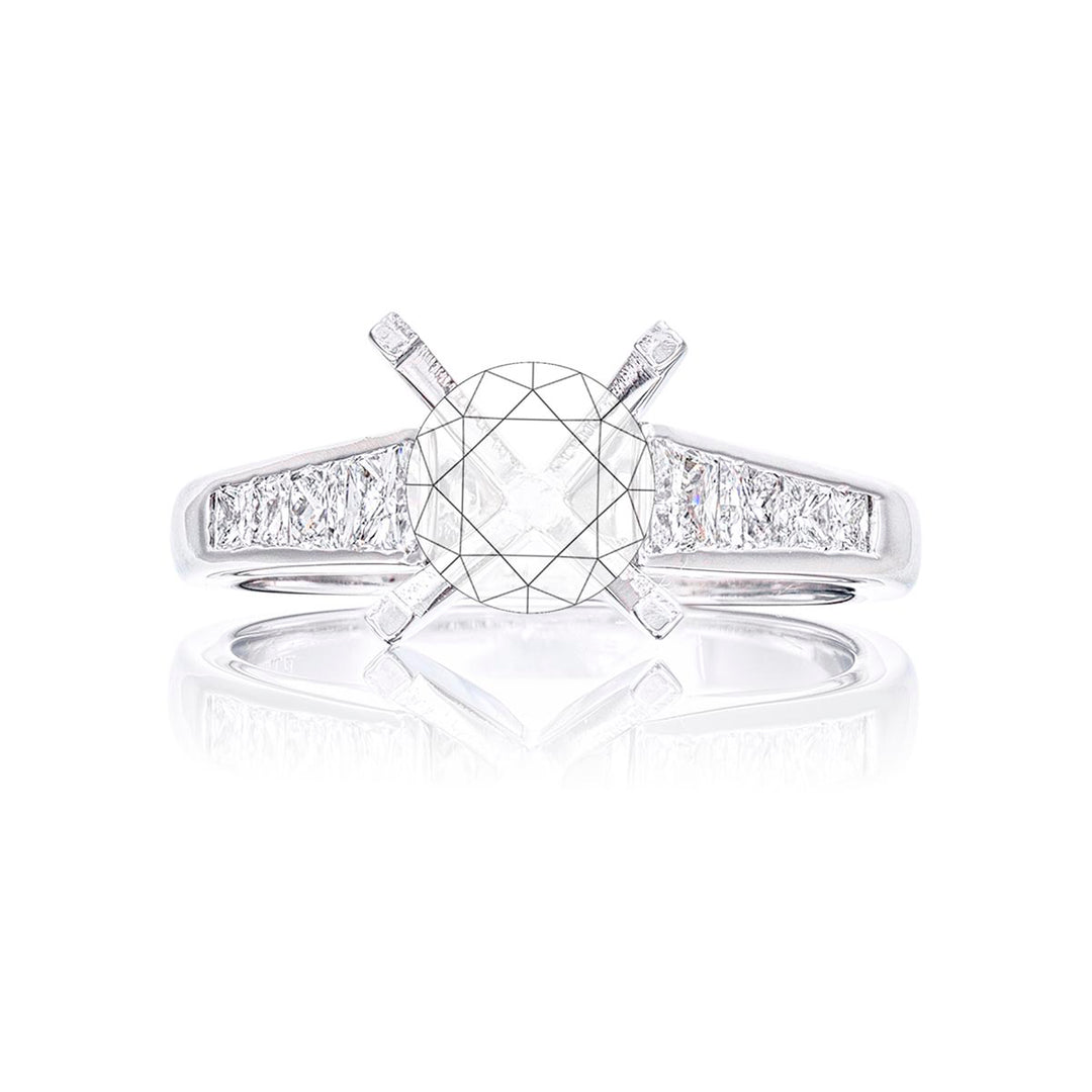 Semi Mounting 8 Trapezoid Diamonds In Center Channel Setting