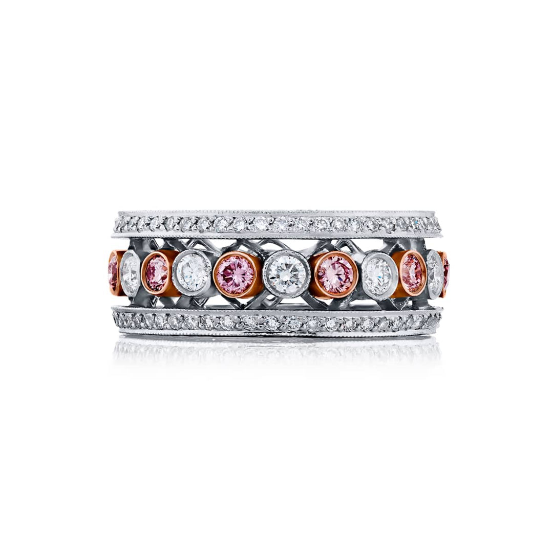 18K Pink Gold and Platinum Pink Diamond Multi-Row Eternity Band