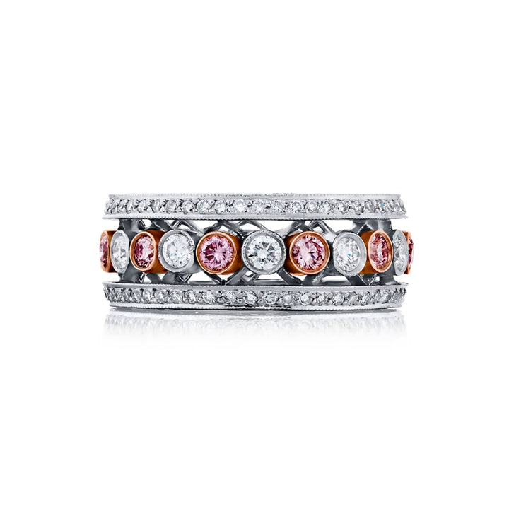 18K Pink Gold and Platinum Pink Diamond Multi-Row Eternity Band