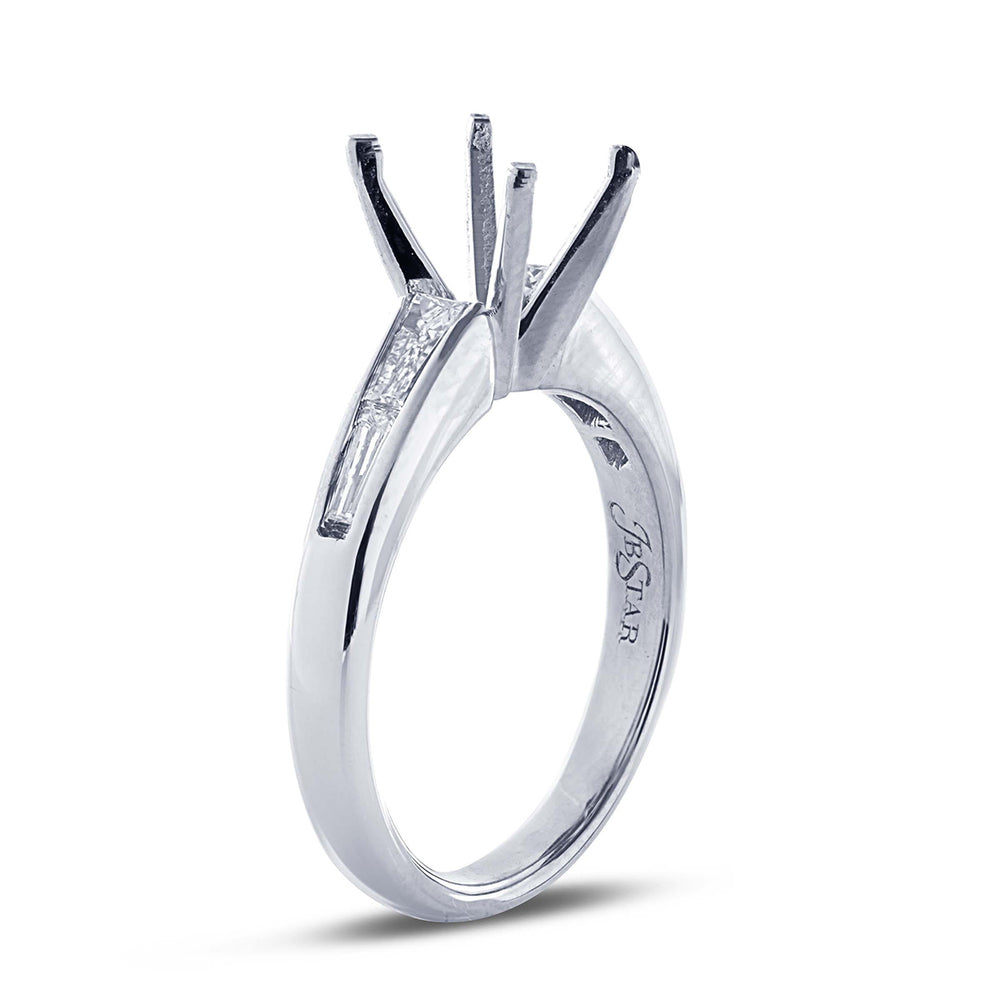 Platinum Diamond Semi-Mount Ring with Baguettes