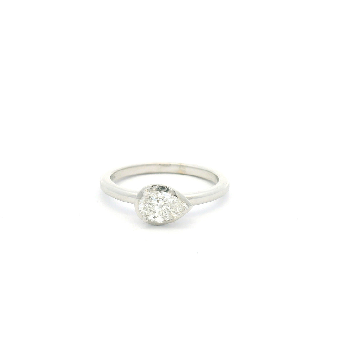East-West Pear Solitaire Ring